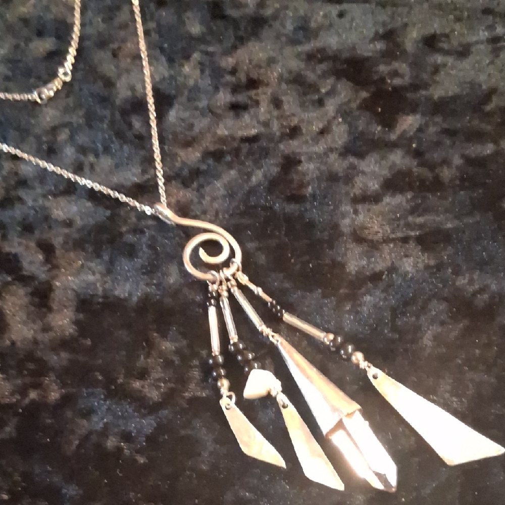 Bohemian Silver and Black Cascade Necklace
